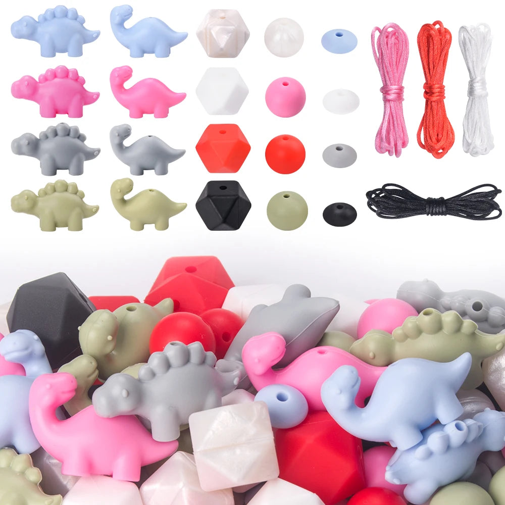 2026 New Arrival Wholesale Loose 3D Animal Charm Bead Dinosaur Shape Silicone Beads