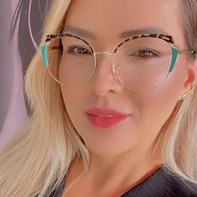 New Fashion Round TR90 Eyewear Women Double Color Frames Optical Frames Anti-blue Eyeglasses Computer Glasses 2023