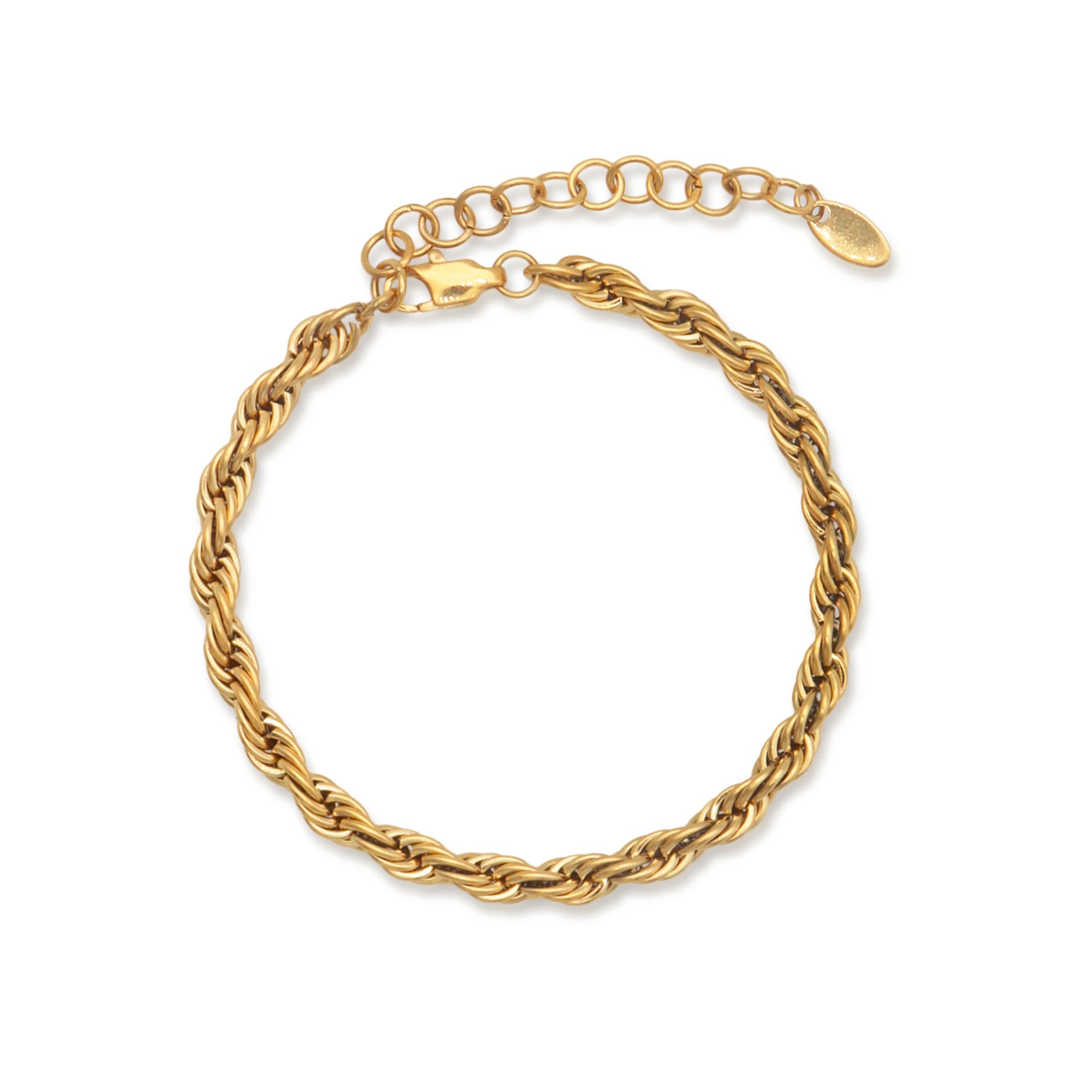 Chris April Fashion Design 316L Stainless Steel Simple PVD Gold Plated Thick Rope Chain Bracelet