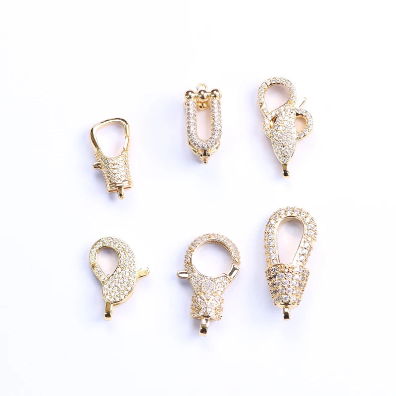 Trinket Jewelry Diy Making Accessories Palladium Platinum CZ Paved Lamp Lobster Clasp Connector for Necklaces Making
