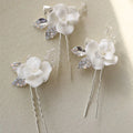 SLBRIDAL Alloy Leaf Opal Crystal Ceramic Flower Freshwater Pearls Bridal Hair Pins Wedding Hair Sticker Women Hair Accessories