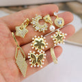 EC1952  Chic 18K Gold Plated Pearl Around Flower Floral Star Stud Earrings Pearl Diamond Drop Leopard Earring