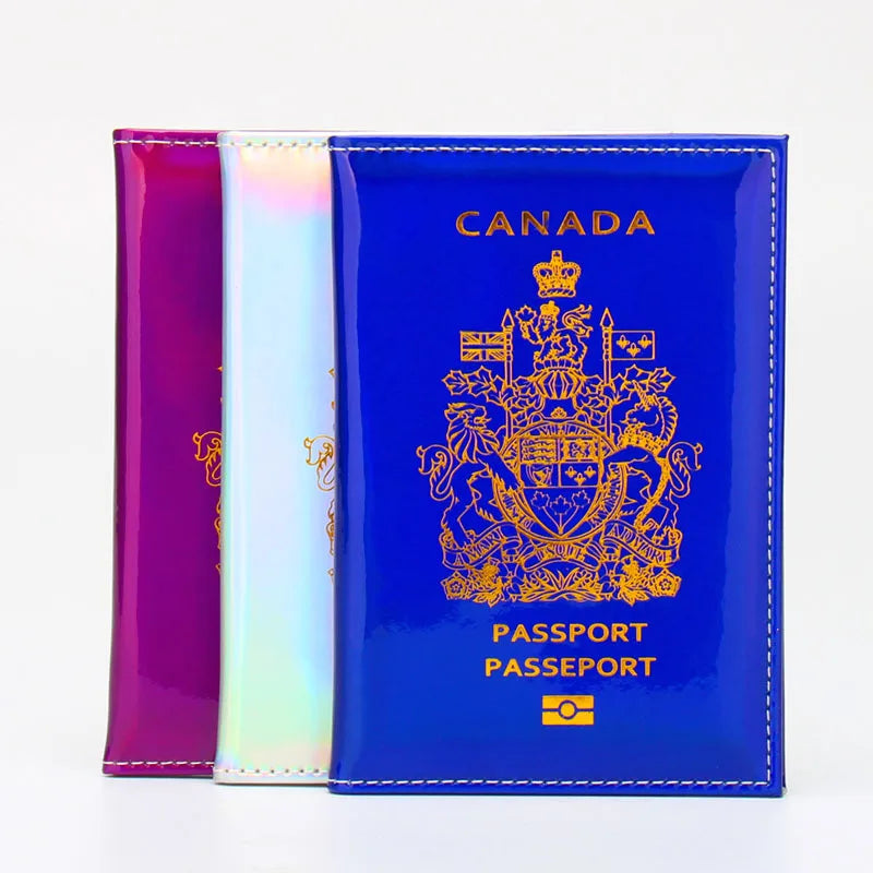 Customize Laser Canada logo Pu Leather Passport Cover Purse Passport Book Holder Passport Travel Wallets for Canadian People