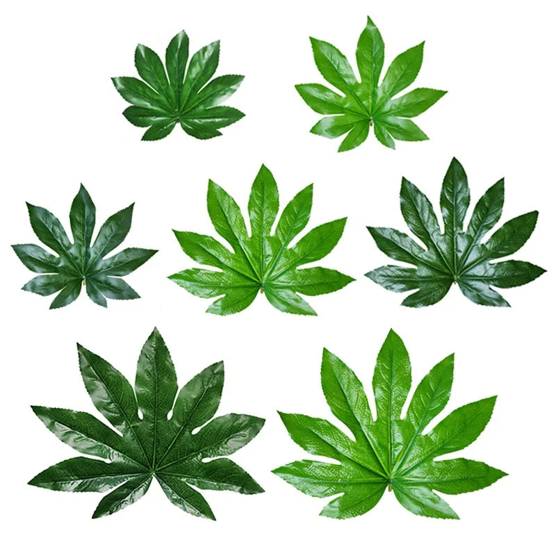 2024 Hot Sale New Type 100pcs Artificial Green Silk Plant Leaves for Wedding Home Arrangement Decoration