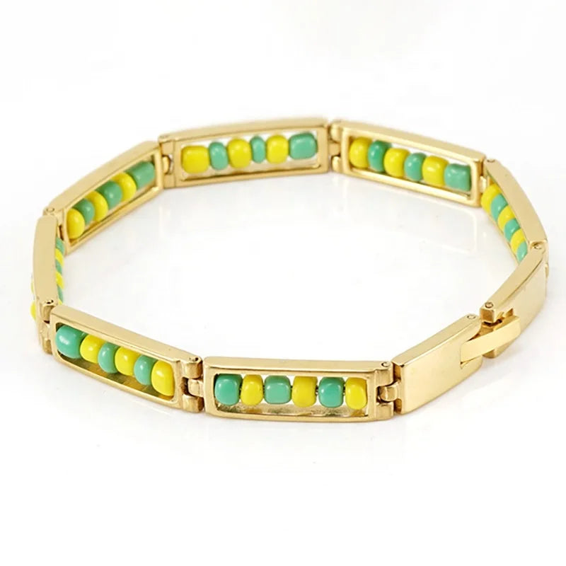 MECYLIFE African Siete Potencias Jewelry Santeria Miyuki Bead Bracelet Men's Stainless Steel Beaded Bracelets