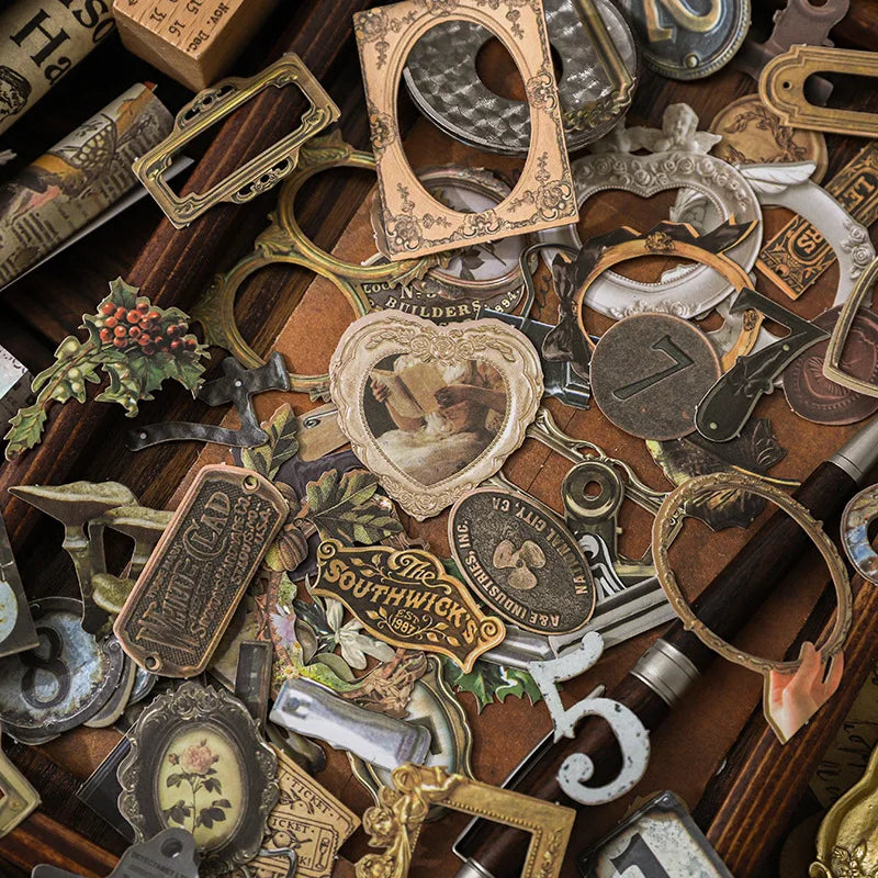 20 Sheets Per Pack Handmade Treasure Chest Series Hollow Out Stickers Vintage European Bottoming Collage Decoration