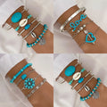 New Arrival Bohemian Ethnic Style Turquoise-Inlaid Bracelet - Multilayer Stackable Retro Bangle for Women Fashion Jewelry