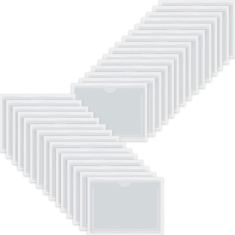 Clear Self-Adhesive Index Card Pockets with Top Open Soft Plastic Waterproof Id Card Holders