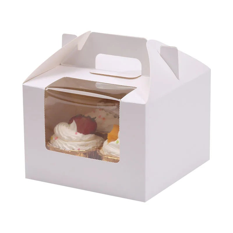 Custom High-End 10\" 12\" Mini Cake Slice Boxes Transparent Windows Exquisite Small Cake Packaging Featuring Embossing Printing