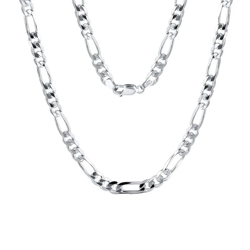 Hot New 3.3mm/5mm 925 Sterling Silver Figaro Chain Necklace Diamond Cut Link Chain for Women and Men Trendy Style Wholesale