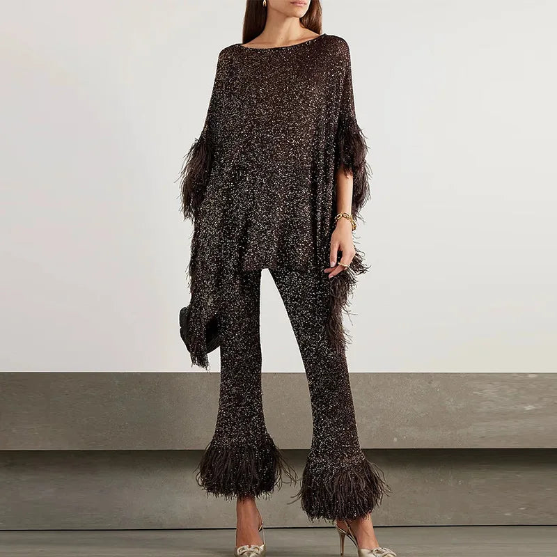 Boutique Wholesale 2026 Summer European and American New Fashion Heavy Industry Sequin Tassel Style Celebrity Women's Set
