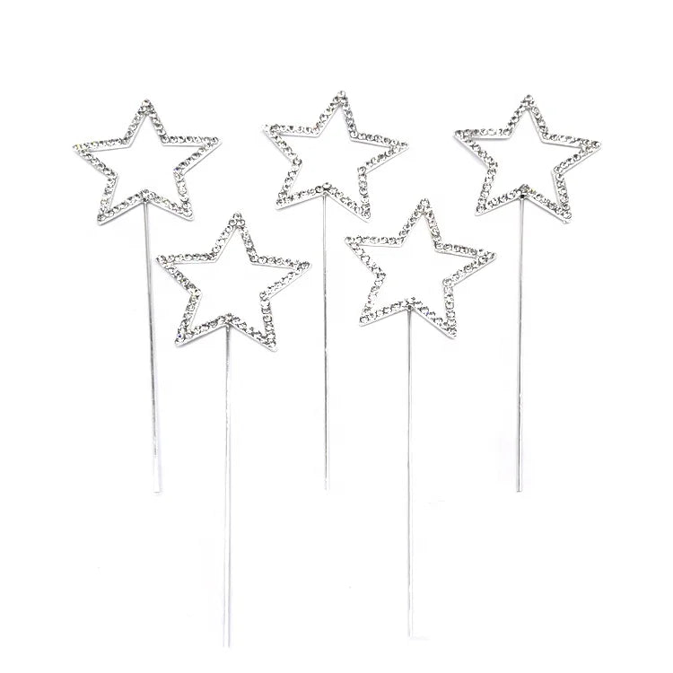 Factory Supply Rhinestone Star Cake Topper Birthday Party Cake Decorating Accessories