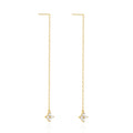 Fashion 925 Sterling Silver Tassel Chain Flower Small Zircon Gold Plated Stud Earring Jewelry for Women