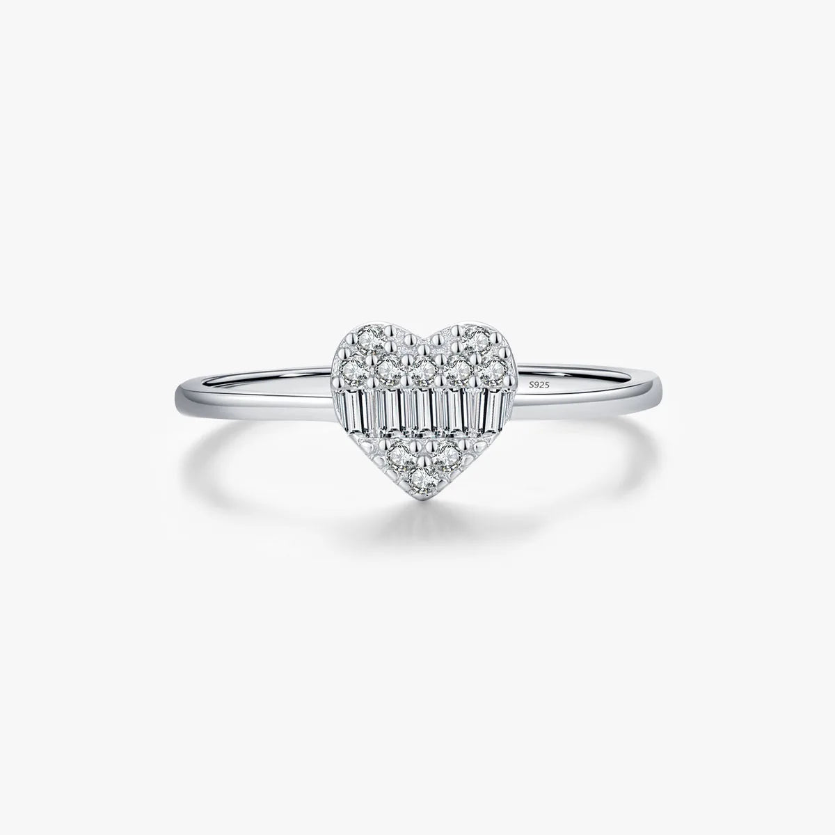 New Arrival INS Fashion Pure 925 Sterling Silver Shiny CZ Zircon Heart Finger Rings for Women Girls Jewelry