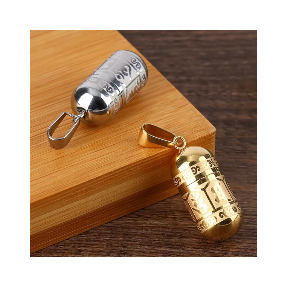 Wholesale Buddhist Titanium Steel Six-character Mantra Pendant Custom Can Open Gawu Box Shurangama Mantra Storage Pendant