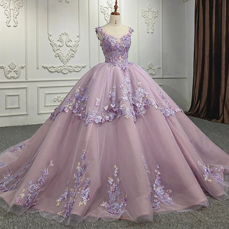 Spaghetti Straps V-Neck Organza Flower Formal Gowns Evening Dresses Long Jancember 9943