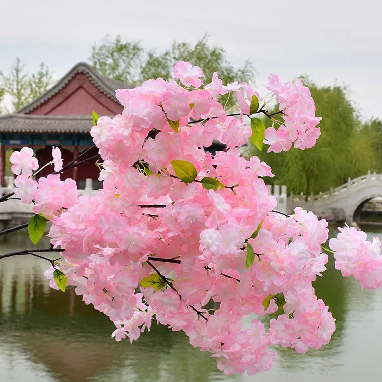 AF0404-2 Hot Sale Wedding Cherry Blossom Plant White Decoration Flower Artificial Cherry Blossom