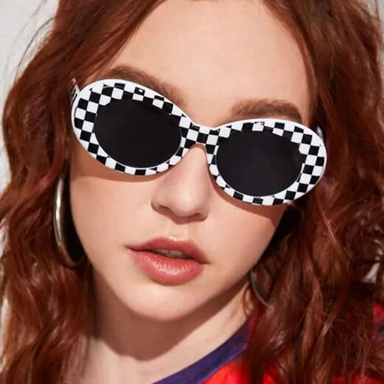 2021 Cat Eye Sunglasses Fashion Retro Plaid Sun Glasses Custom Print Engrave Logo Sunglasses Women UV400 UV Protect PC