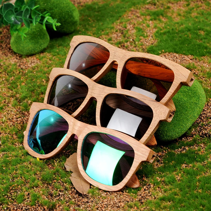 For AG007 Factory Price Men's Fashion Sunglasses Bamboo Wooden Frame Polarized Lenses