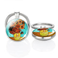 Van Gogh Art Key Chain Starry Night Sunflower Landscape Oil Painting Double Side Glass Cabochon Metal Key Ring Trinket Souvenir