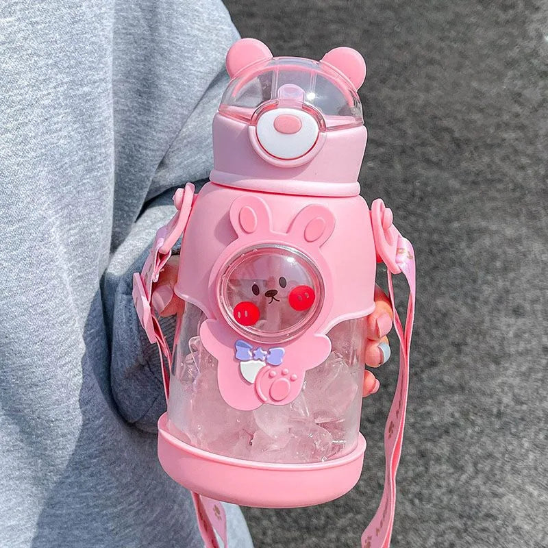 Wholesale Bpa Free School Cute 700ml Portable Kids Drinking Sports Cup Plastic Water Bottle With Straw