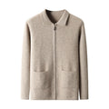 2025 Spring New Men's Cashmere Cardigan Jacket Long-Sleeved Zippered Knitted Lapel Pattern Decorated Loose Fit for Winter Season