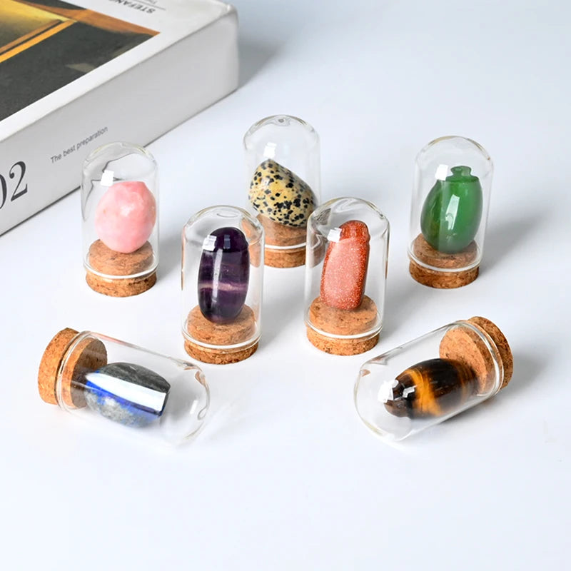 Wholesale Custom Natural Crystal Rock and Mineral Collections With Glass Bottle Mineral Specimens Box