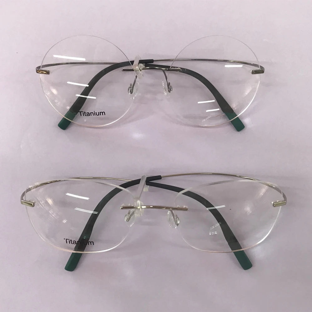 Titanium Frame Eyeglasses Men Square Round Shapes Rimless Optical Glasses Frames