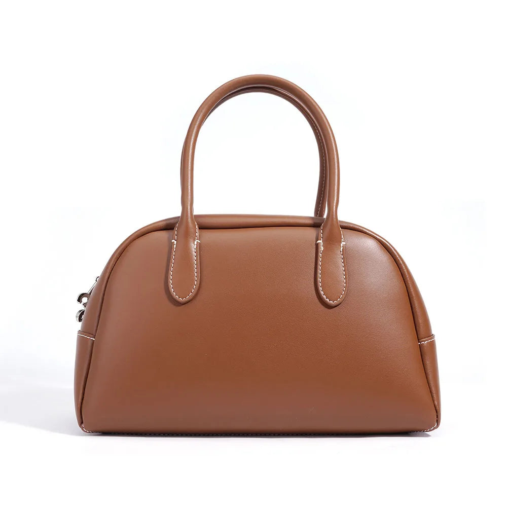 Custom Fashion Genuine Cowhide Leather Tote Bag for Ladies Large Capacity Classic Shoulder Bag with Zip Closure for Summer