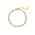 Fashion Simple Waterproof Jewelry 18k Gold Bead Chain Bracelet Stainless Steel Double Layer Chain Bracelet for Women