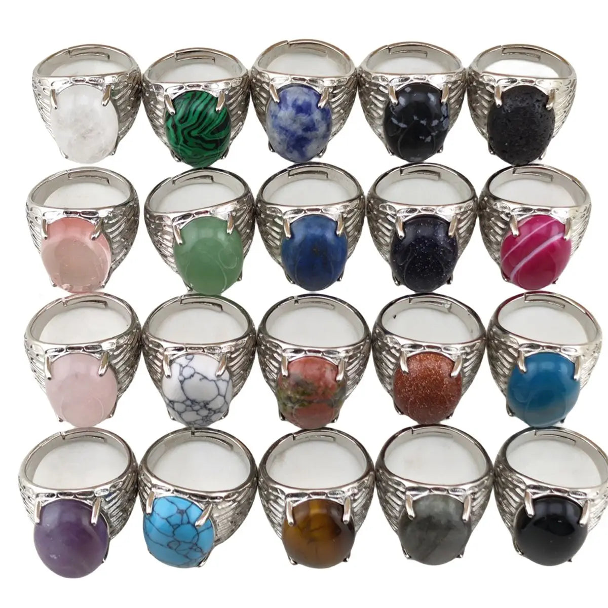 Random Trending Oval Stone Rings for Women Girls Amethyst Natural Brilliant Gemstones Jewelry Engagement Party Gift