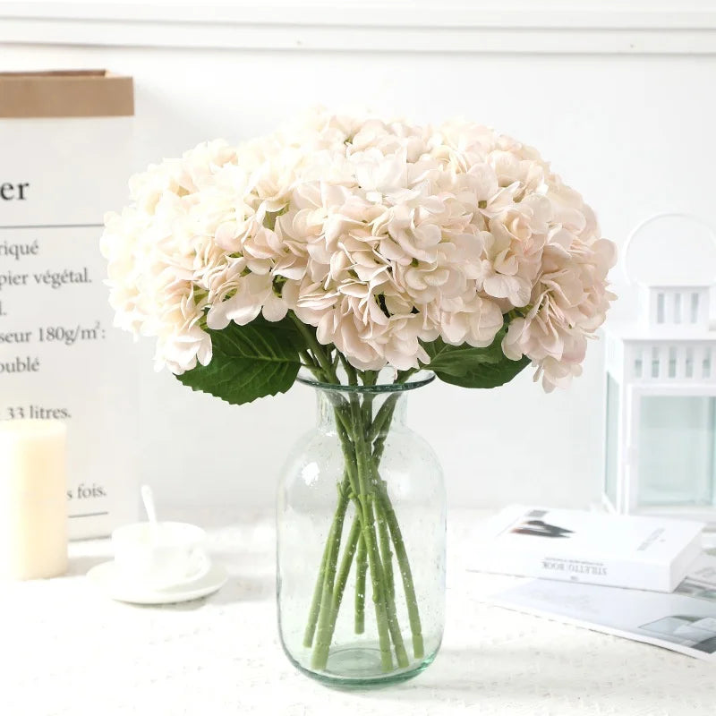 FRA024 Real Touch Latex Artificial Hydrangea Flower Arrangement Faux White Wedding Artificial Silk Hydrangeas Flowers