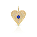 925 Sterling Silver 18k Gold Plated Hip Hop Heart Evil Eye Pendant Charm for Necklace