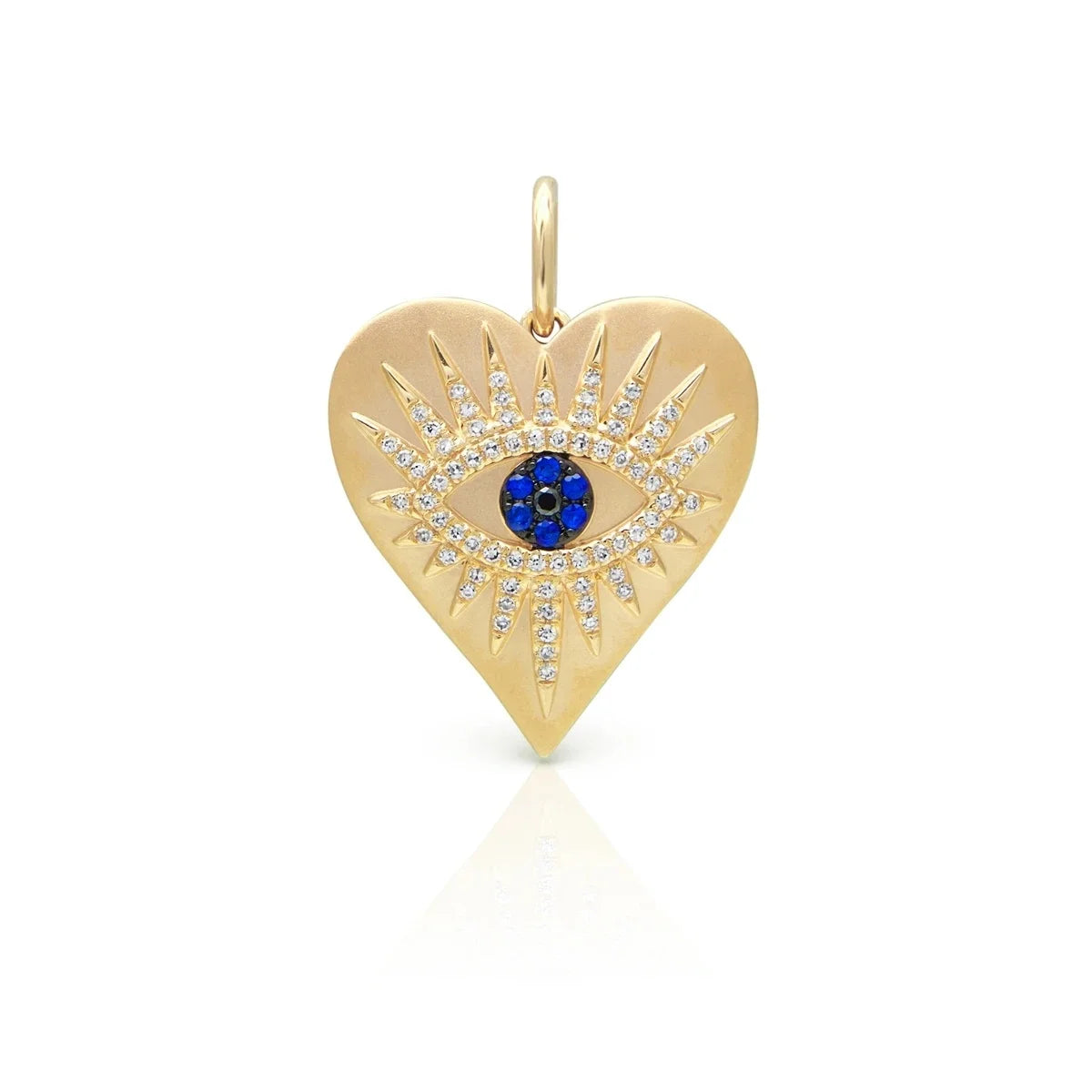 925 Sterling Silver 18k Gold Plated Hip Hop Heart Evil Eye Pendant Charm for Necklace
