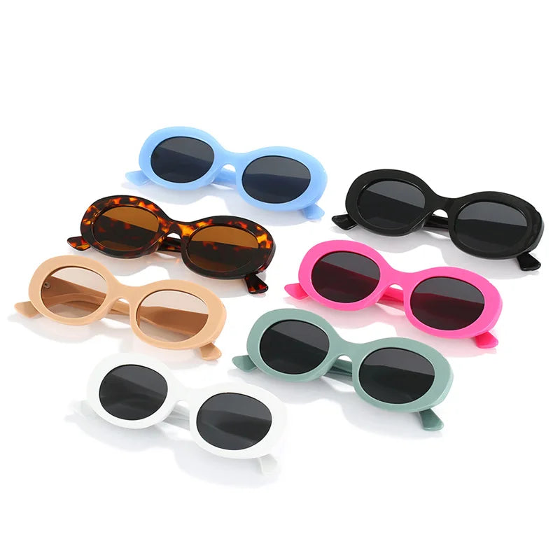 2025 Unisex Retro Small Oval Sunglasses for Women and Men New Arrival Custom Shades with Blue Frame Metal Hinge Custom Logo