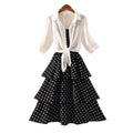Women Summer Dress Polka Dot Chiffon Beach Midi Casual Dress Fashion Plus Size S-3XL Dress With Chiffon Small Shawl