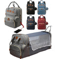 America Market Hot Selling Fashion Mom Nappy Bag Waterproof Travel Backpack Multifunctional Crib Diaper Bag With Mosquito Net