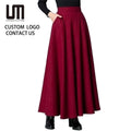 Liu Ming 2025 Autumn Winter Women Wool Skirts High Waist Long Knit Solid Color Large Size Warm Dance Skirts Ladies Fashion