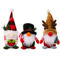 Festive Christmas Gnome Plush Plaid Hat Forest Old Man Rudolph Doll with Antlers Dwarf Ornaments for Xmas Home Party Decor