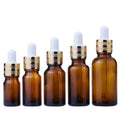 Cosmetic Essential Oil Glass Pipette Eye Dropper Container 30ml 50ml 100ml Gold Cap Amber Serum Dropper Bottle