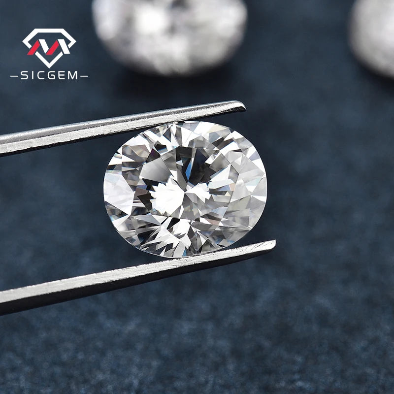 SICGEM D Color VVS Moissanite Stone Lab-Created Oval Cut Loose Gemstones Color Play/Fire Third Party Certified for Jewelry