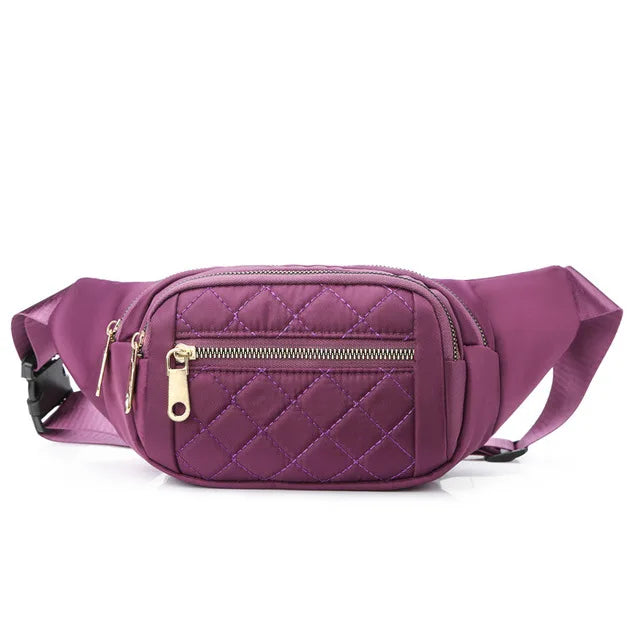 Simple Womens Fanny Pack Large Capacity Mobile Phone Bag Embroidered Chest Bag Multi-purpose Outdoor Sports Waist Bag