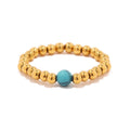 Wholesale Simple Natural Stone Beaded Ring Jewelry Stainless Steel Blue Turquoise Vermilion Gold Steel Beaded Ring