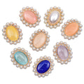 Flatback Gem Stone Charms With Pearl Bead Rhinestone Decoration Flatback Cabochon for Decorations Jewelry Making Accessories
