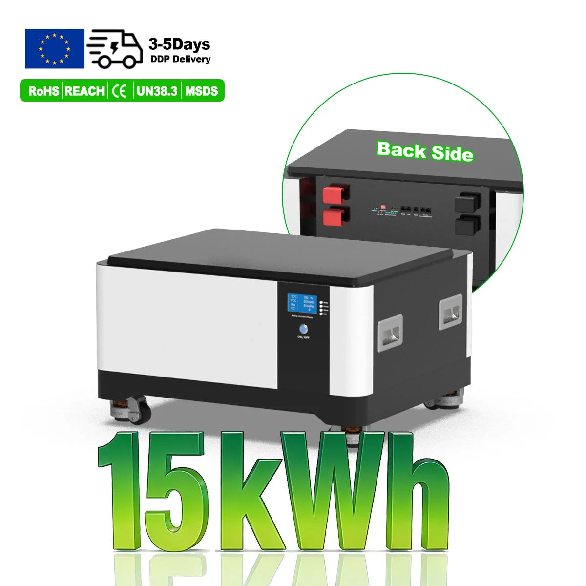 EU Stock 51.2V 300AH 15KWH 30KWH 45KWH 60KWH LiFePO4 Battery Pack Stackable LFP51300 48V Lithium Ion Solar Home Energy Storage