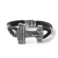 Viking Souvenir Men's Genuine Leather Wristband Stainless Steel Viking Bracelet Norse Myth Thor Bracelet Viking Jewelry