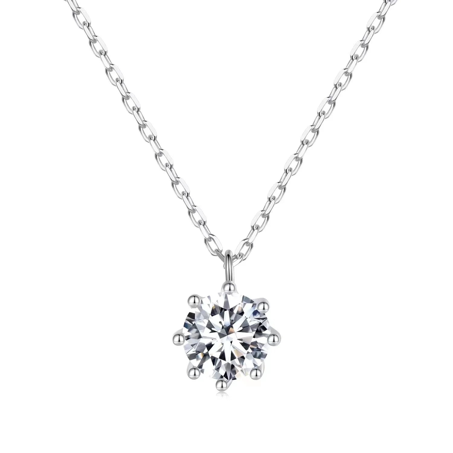 Fine Wedding Jewelry 925 Sterling Silver Color D Vvs Moissanite Solitaire Women Engagement Pendant Necklace