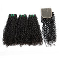 Amanda 10a 11a Fumi Super Double Drawn Virgin Indian Human Hair Pixie Curls 3 Bundles With Lace Frontal Closure