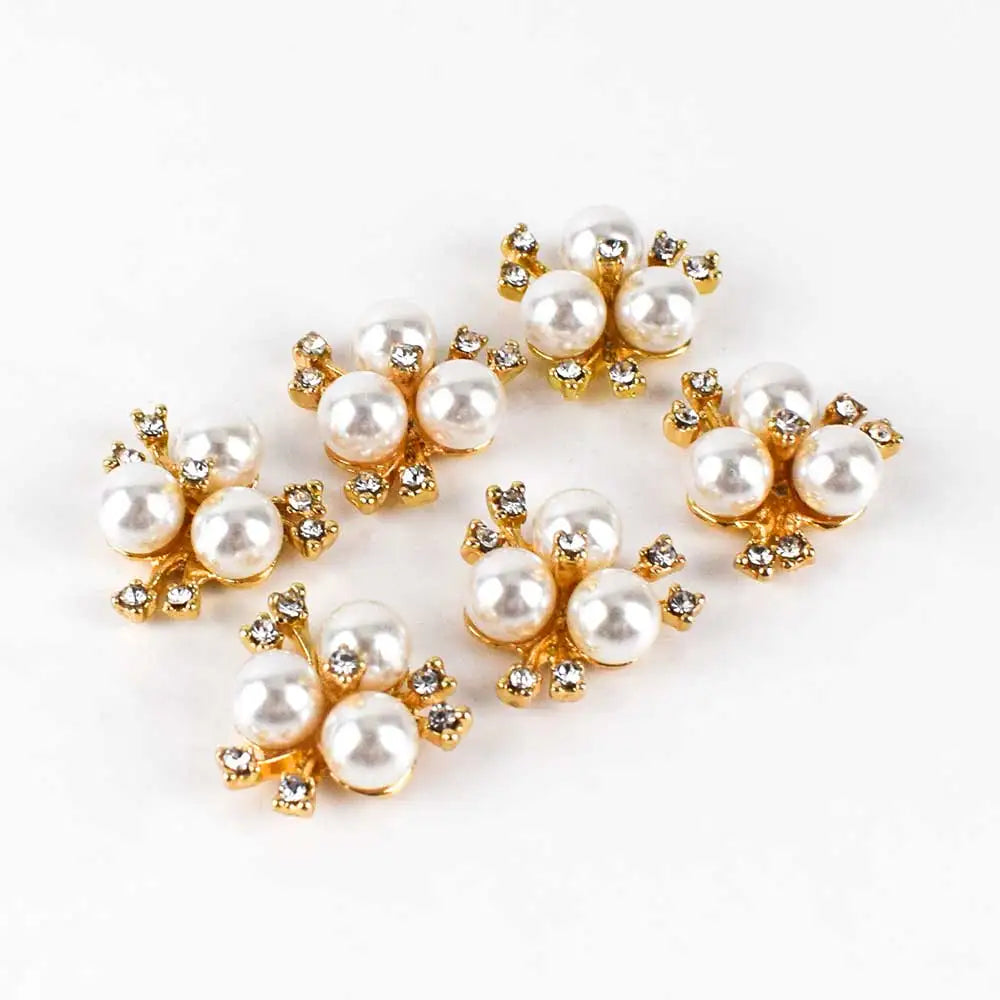 Deepeel AP2762 DIY Decorative Craft Hardwear Wedding Accessories Buckle Flower Pretty Faux Rhinestones Pearl Button