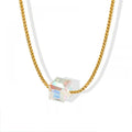 Trendy Women's Jewelry 2025 Collares Acero Inoxidable Cube Pedant Box Chain Glass Stones Crystal Necklace